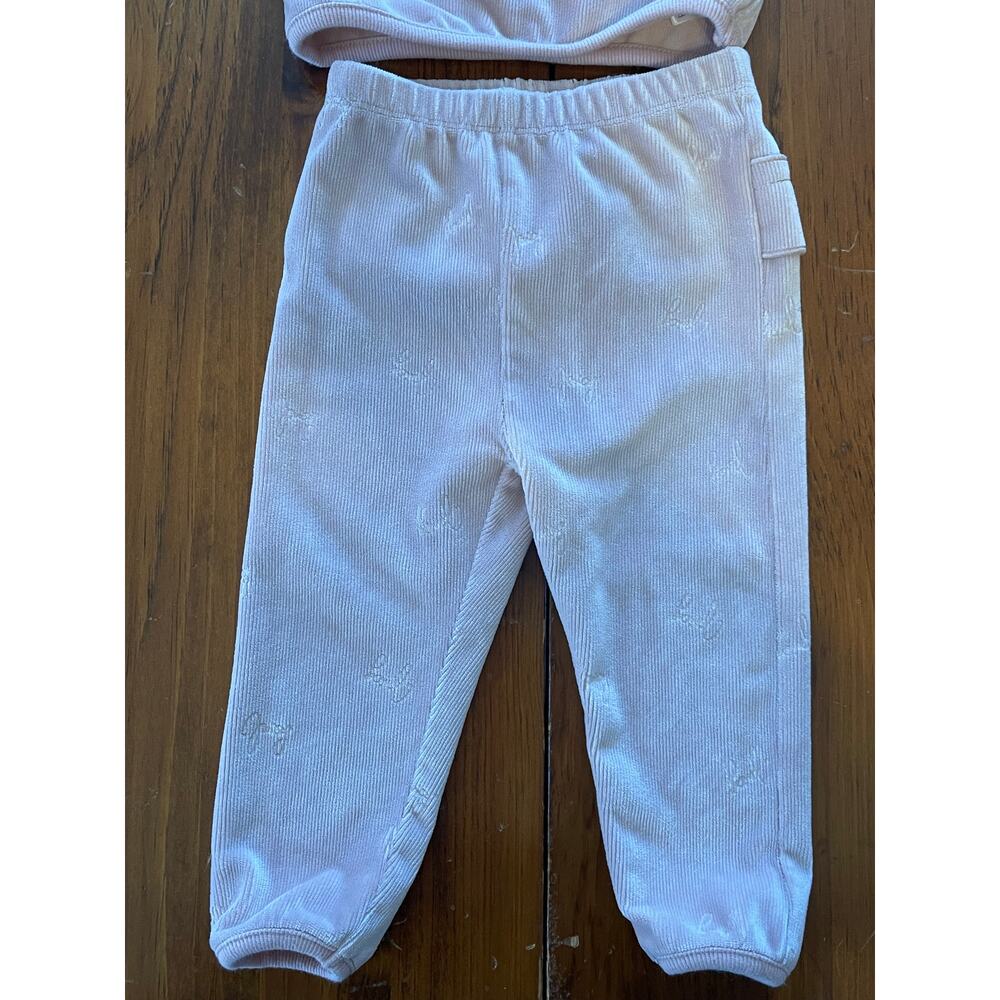 Juicy Couture Kids 12 M ​Baby Girls 2 Piece Logo Velour Jogger Set Pink Stretch - Picture 15 of 15
